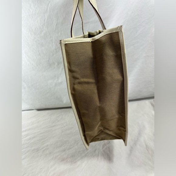 Vintage Gucci beige ivory canvas and leather tote bag hand held - Picture 6 of 16